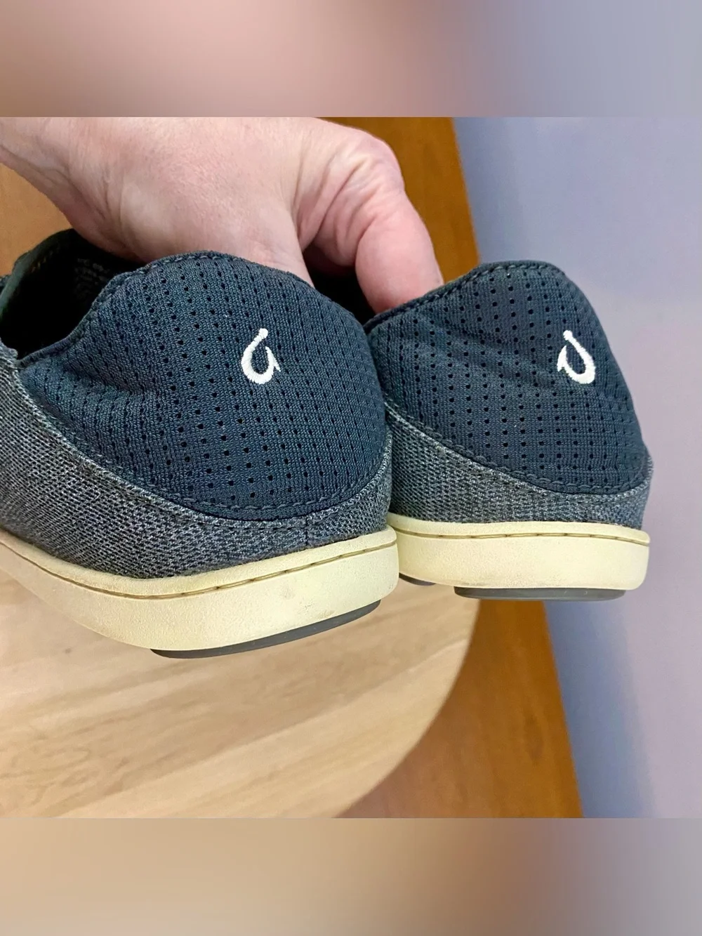 Olukai Nohea Moku Men’s No Tie Boat Shoes Black Grey Mens 13 Outdoors Breathable